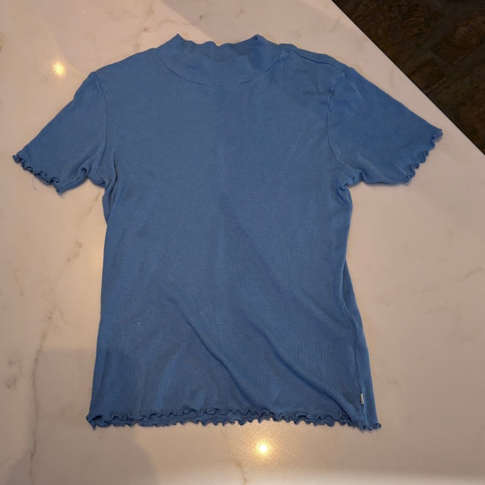 Scotch & Soda Light Blue Ribbed Top